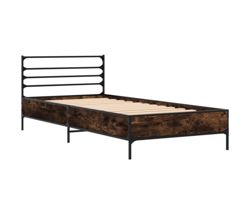 Estructura cama madera ingeniería metal roble humo 75x190 cm