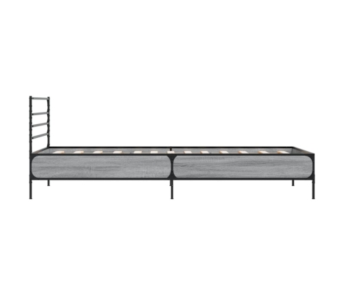 Estructura cama madera ingeniería metal gris Sonoma 75x190 cm