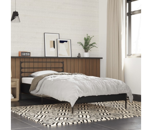 Estructura de cama madera de ingeniería y metal negra 90x190 cm
