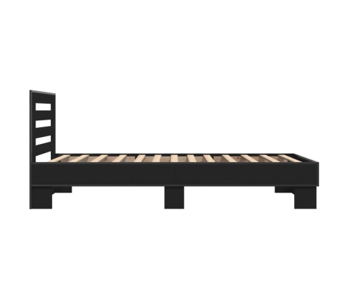 Estructura de cama madera ingeniería y metal negro 100x200 cm