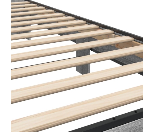 Estructura cama madera ingeniería metal gris Sonoma 100x200 cm