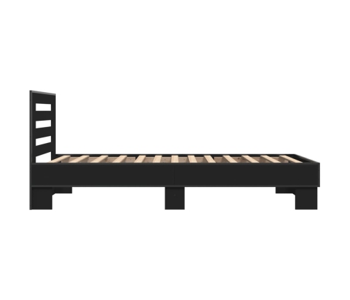 Estructura de cama madera de ingeniería y metal negro 90x200 cm