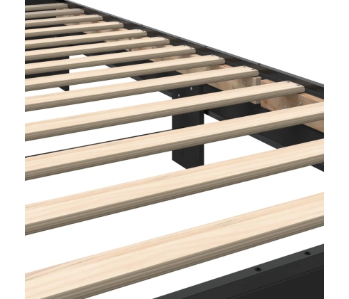 Estructura de cama madera de ingeniería y metal negro 90x200 cm