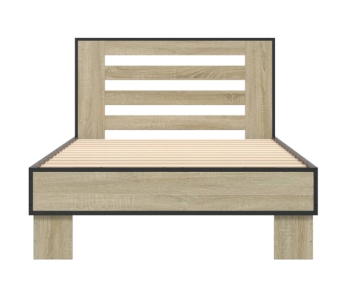 Estructura cama madera ingeniería metal roble Sonoma 90x200 cm
