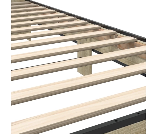 Estructura cama madera ingeniería metal roble Sonoma 90x200 cm