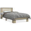 Estructura cama madera ingeniería metal roble Sonoma 90x200 cm