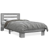 Estructura cama madera ingeniería metal gris Sonoma 90x200 cm