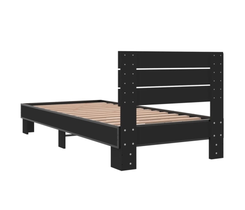 Estructura de cama madera ingeniería y metal negro 100x200 cm