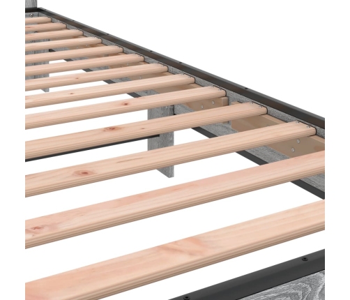Estructura cama madera ingeniería metal gris Sonoma 100x200 cm