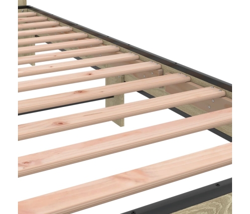 Estructura cama madera ingeniería metal roble Sonoma 90x200 cm