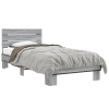 Estructura cama madera ingeniería metal gris Sonoma 90x200 cm