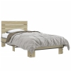 Estructura cama madera ingeniería metal roble Sonoma 75x190 cm