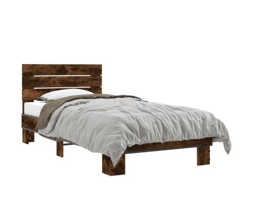 Estructura cama madera ingeniería metal roble humo 75x190 cm