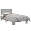 Estructura cama madera ingeniería metal gris Sonoma 75x190 cm