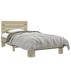 Estructura cama madera ingeniería metal roble Sonoma 90x190 cm