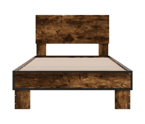 Estructura cama madera ingeniería metal roble humo 100x200 cm