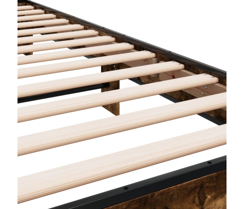 Estructura cama madera ingeniería metal roble humo 100x200 cm
