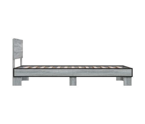 Estructura cama madera ingeniería metal gris Sonoma 100x200 cm