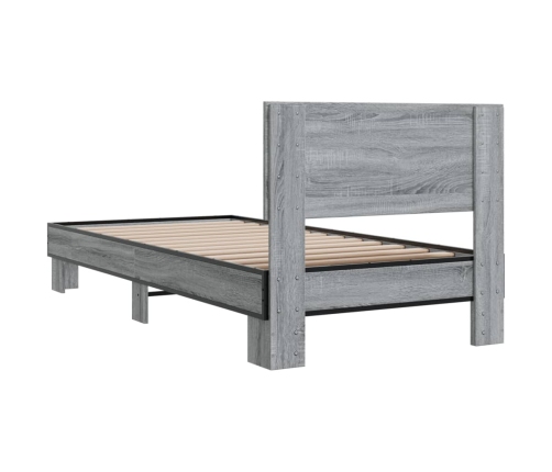 Estructura cama madera ingeniería metal gris Sonoma 100x200 cm