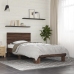 Estructura cama madera ingeniería metal marrón roble 100x200 cm