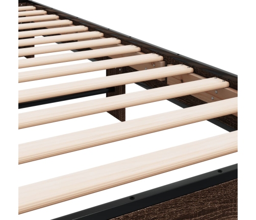 Estructura cama madera ingeniería metal marrón roble 100x200 cm