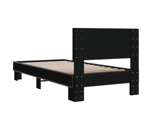 vidaXL Estructura de cama madera de ingeniería y metal negro 90x200 cm