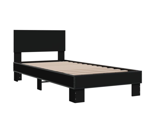 Estructura de cama madera de ingeniería y metal negra 75x190 cm