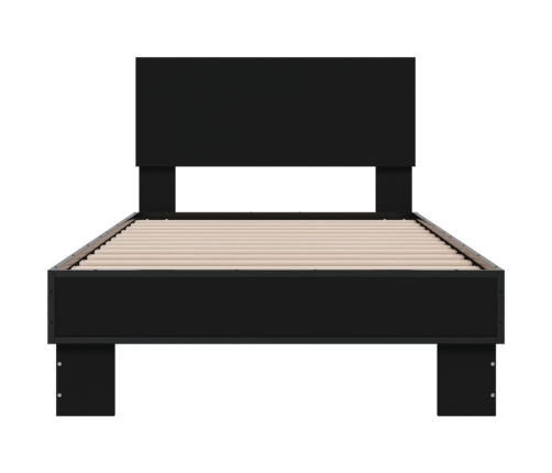 Estructura de cama madera de ingeniería y metal negra 75x190 cm