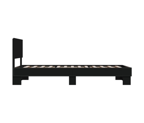 Estructura de cama madera de ingeniería y metal negra 75x190 cm