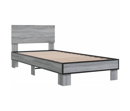 Estructura cama madera ingeniería metal gris Sonoma 75x190 cm