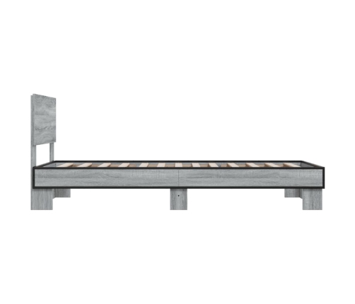 Estructura cama madera ingeniería metal gris Sonoma 75x190 cm