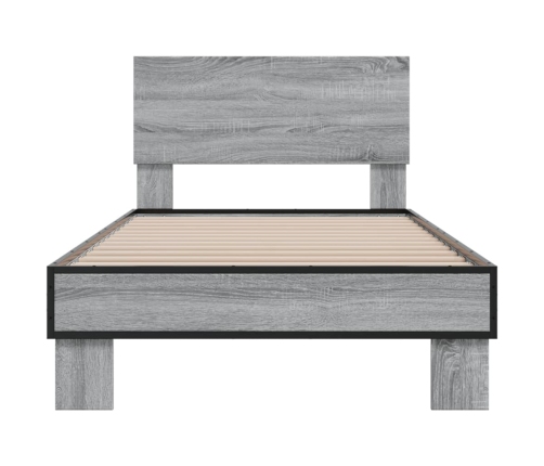 Estructura cama madera ingeniería metal gris Sonoma 90x190 cm