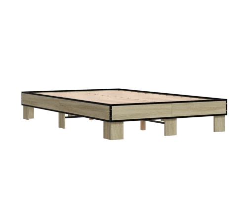 Estructura cama madera ingeniería metal roble Sonoma 140x200 cm