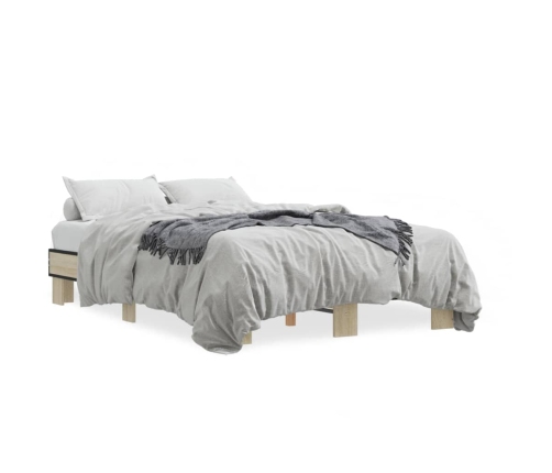 Estructura cama madera ingeniería metal roble Sonoma 140x200 cm