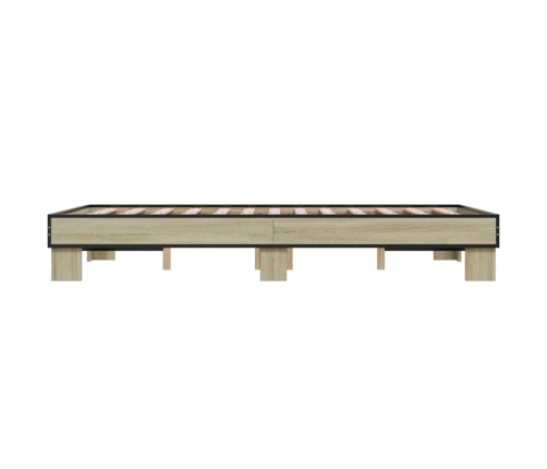 Estructura cama madera ingeniería metal roble Sonoma 140x200 cm