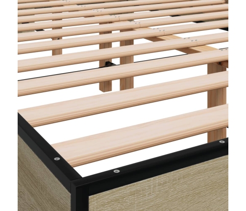 Estructura cama madera ingeniería metal roble Sonoma 140x200 cm