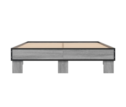 Estructura cama madera ingeniería metal gris Sonoma 140x200 cm