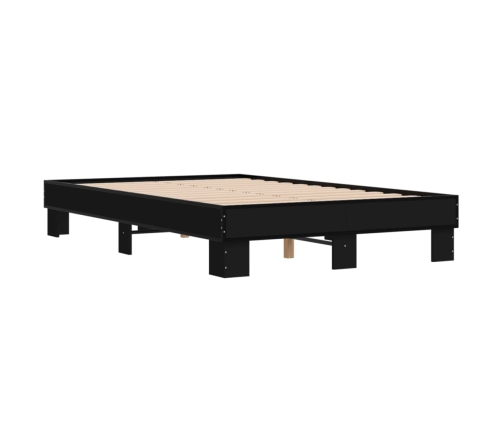 Estructura de cama madera de ingeniería y metal negro 120x200cm