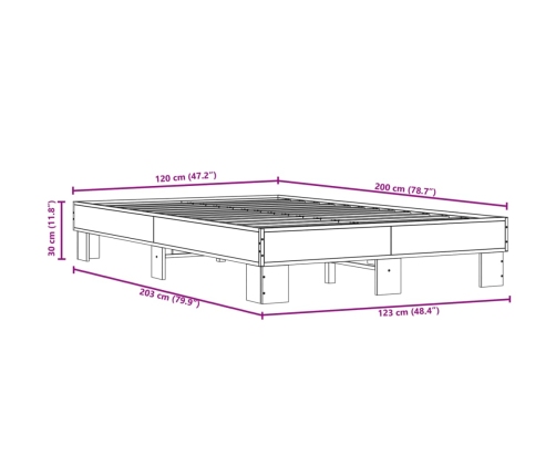 Estructura de cama madera de ingeniería y metal negro 120x200cm