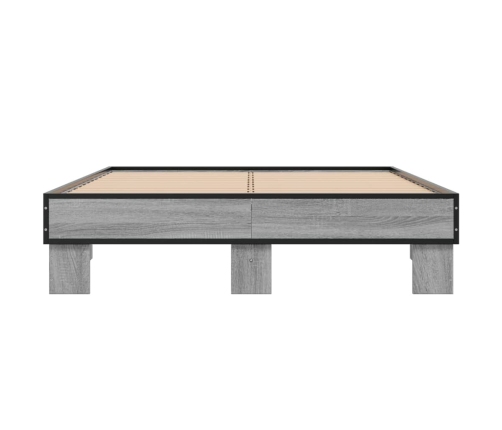 Estructura cama madera ingeniería metal gris Sonoma 120x200 cm