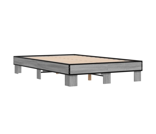 Estructura cama madera ingeniería metal gris Sonoma 120x200 cm