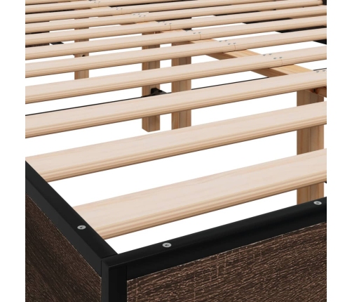 Estructura cama madera ingeniería metal marrón roble 120x200 cm