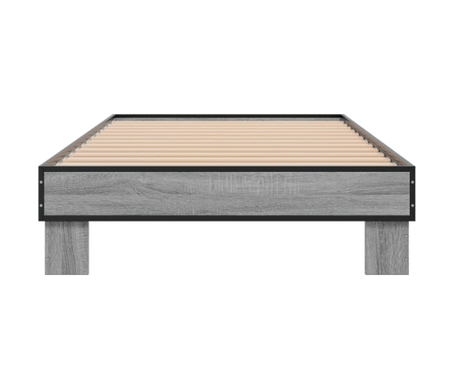 Estructura cama madera ingeniería metal gris Sonoma 100x200 cm