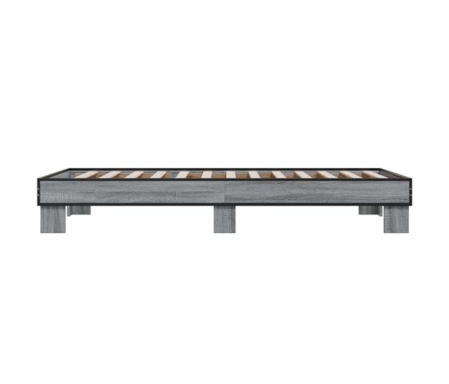Estructura cama madera ingeniería metal gris Sonoma 100x200 cm