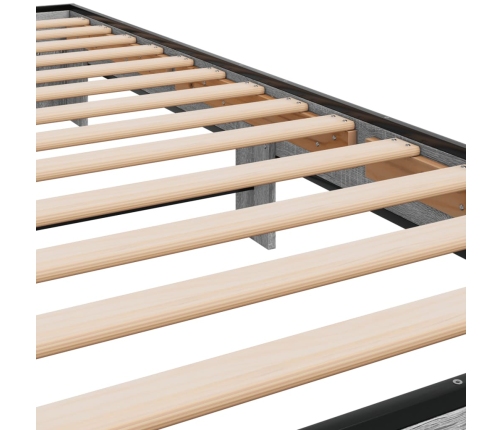 Estructura cama madera ingeniería metal gris Sonoma 100x200 cm