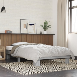 Estructura cama madera ingeniería metal gris Sonoma 100x200 cm