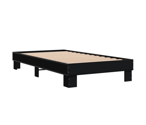 Estructura de cama madera de ingeniería y metal negro 90x200 cm
