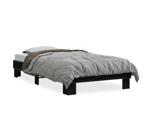 Estructura de cama madera de ingeniería y metal negro 90x200 cm