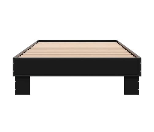 Estructura de cama madera de ingeniería y metal negro 90x200 cm