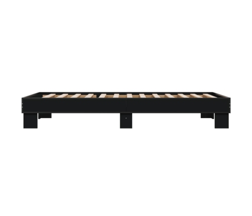 Estructura de cama madera de ingeniería y metal negro 90x200 cm